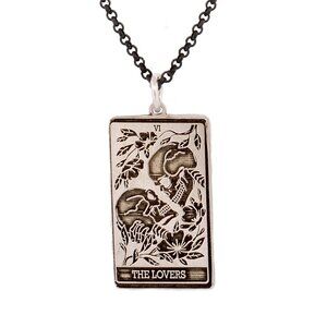 THE LOVERS Tarot Card Necklace, Sterling Silver Tarot Necklace, Tarot Jewe…